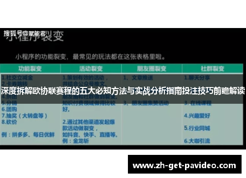 深度拆解欧协联赛程的五大必知方法与实战分析指南投注技巧前瞻解读 深度拆解欧协联赛程的五大必知方法与实战分析指南投注技巧前瞻解读